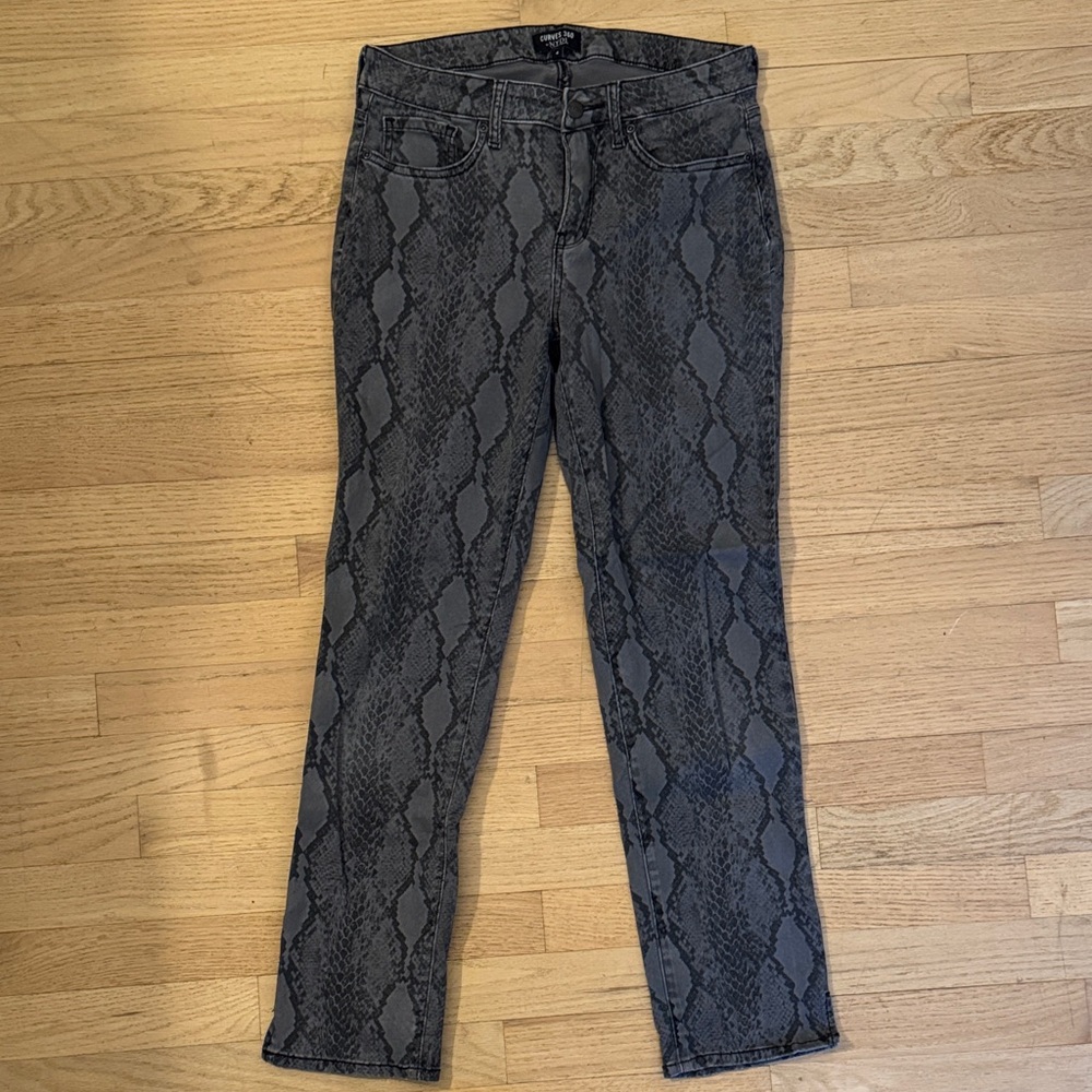 NYDJ Gray Snake Print Skinny Jeans